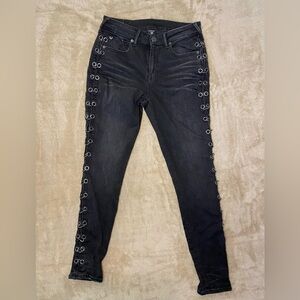 TRUE RELIGION JENNIE BLACK DENIM CURVY SKINNY‎ JEAN WOMENS SIZE 31